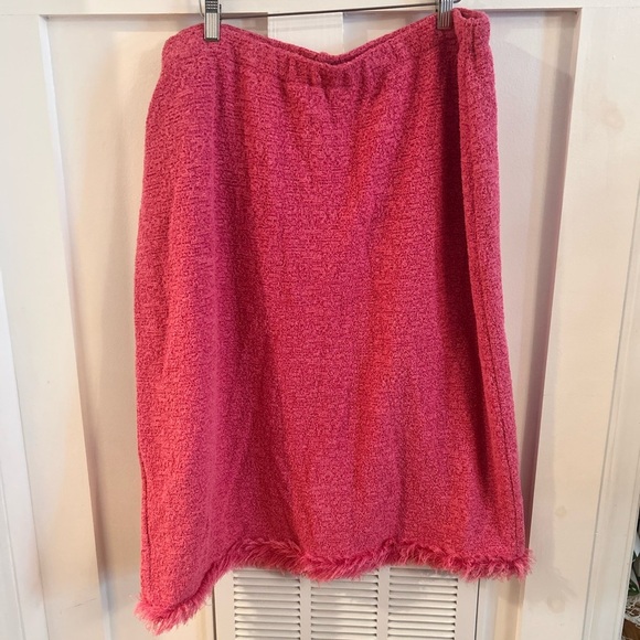 Stizzoli pink fringe feather Boucle Skirt Jacket suit set plus size 18-20 - Picture 7 of 9